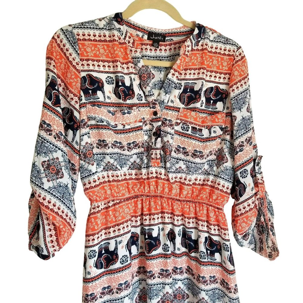 Justify Elephant Shirt Dress Sz Lg